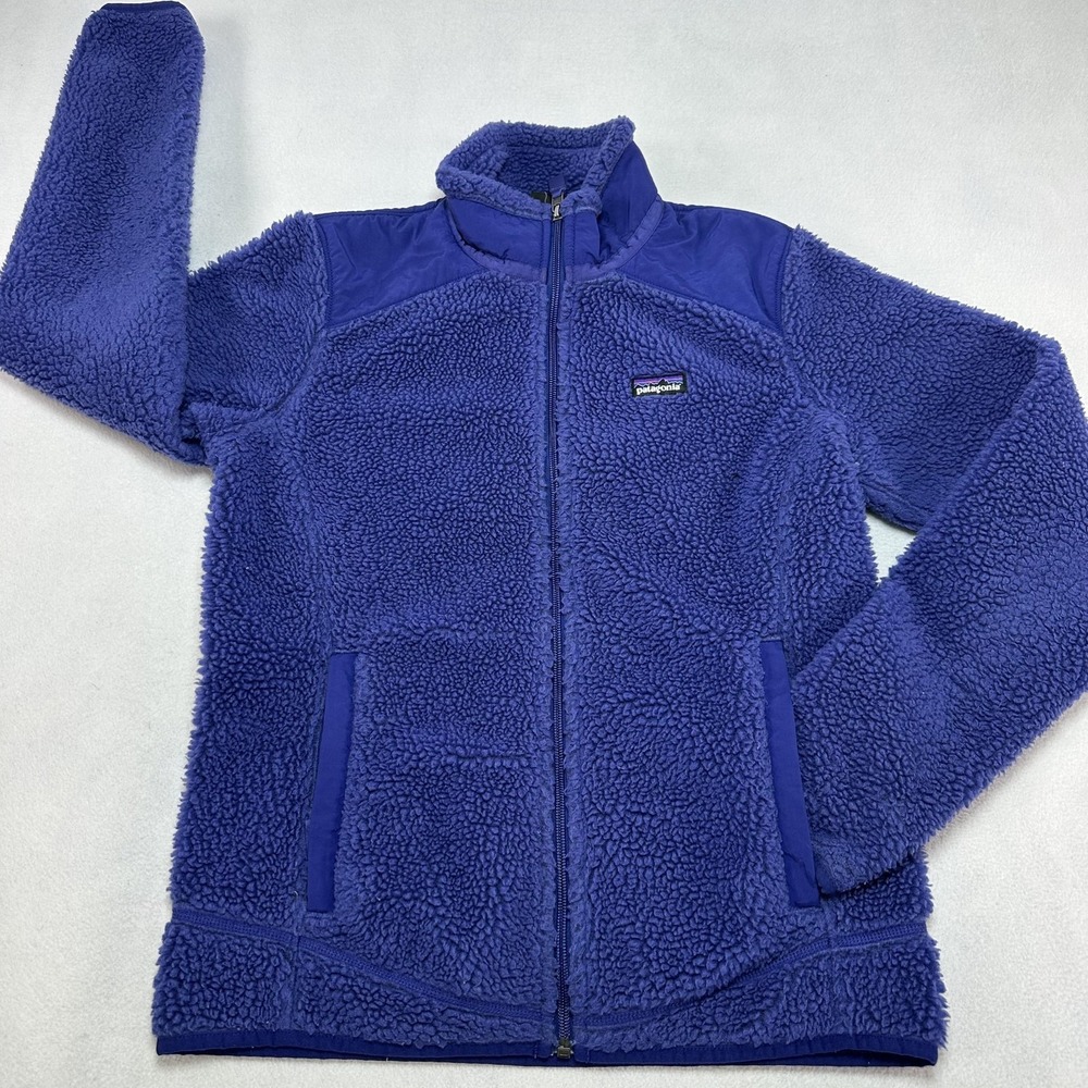 Patagonia Jacket Womens Medium Blue Fleece Full Zip Lined High Pile Sherpa